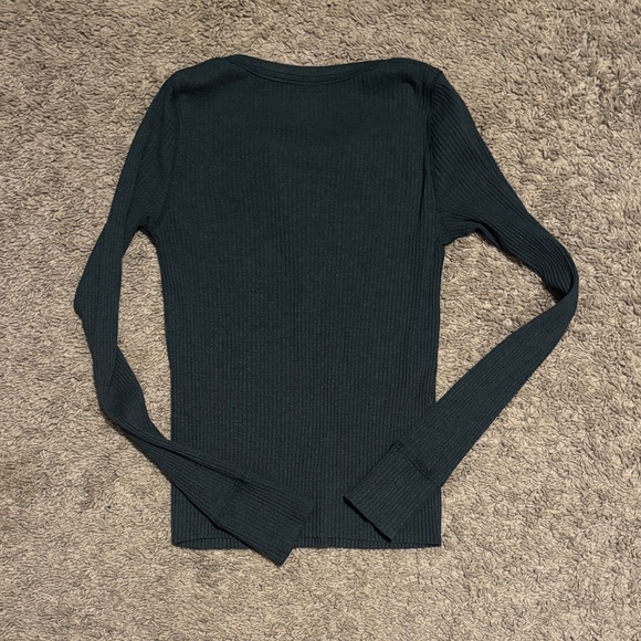 Aerie Deep Teal Ribbed Long Sleeve Top - Picture 3 of 3